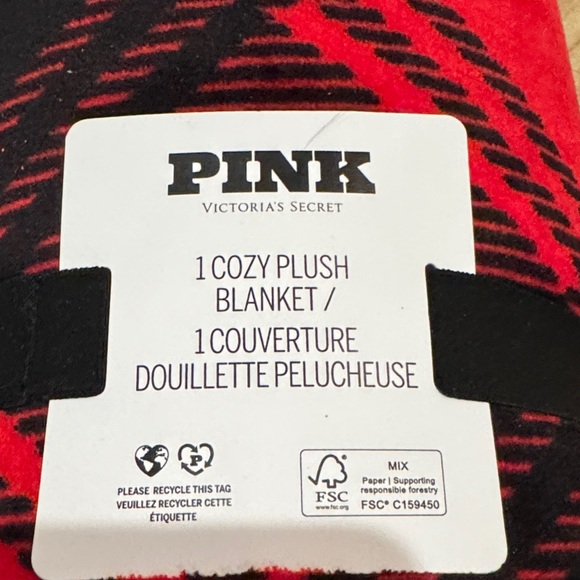 Pink Plaid Plush Blanket 50x60 - Picture 5 of 5